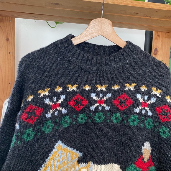 Vintage United Colors of Benetton Shetland Wool Scandi Fair Isle Sweater L - Picture 7 of 16